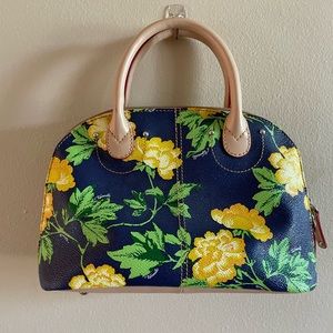 Navy and yellow floral purse
